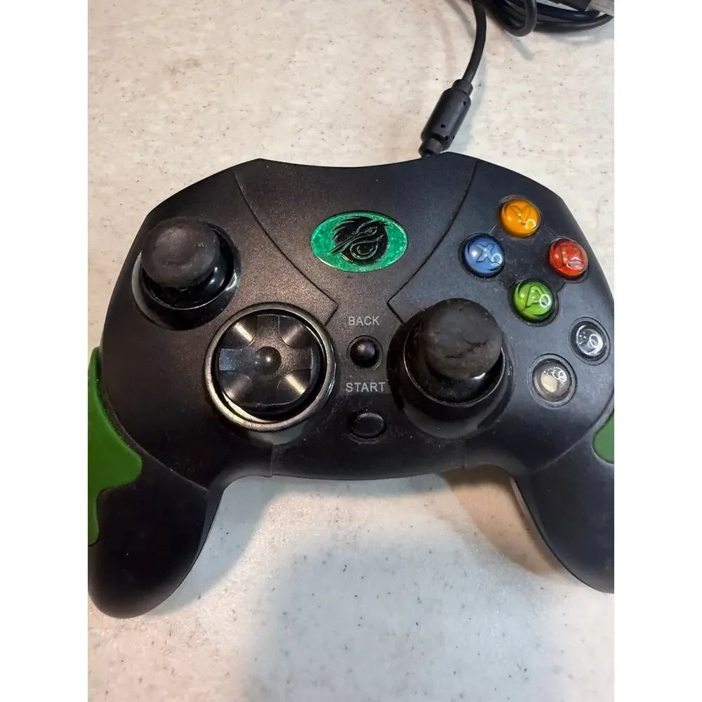 Pelican PL-2023 Wired Controller for Original Xbox Green Black Rubber Grips